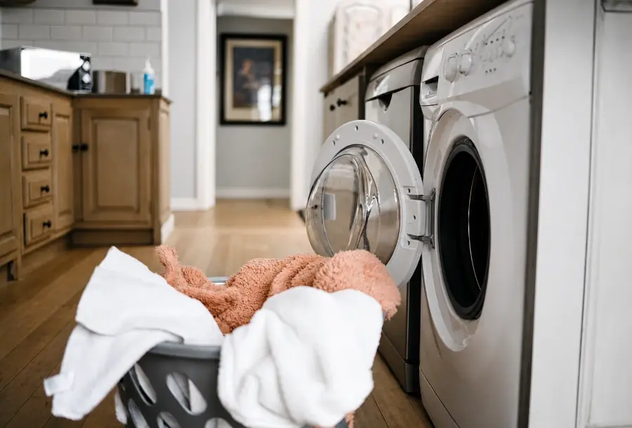 Dryer with laundry