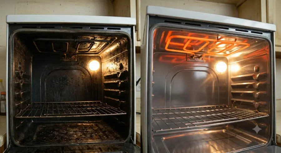 Oven before and after repair